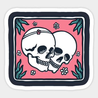 Valentine's Couple Skulls Sticker